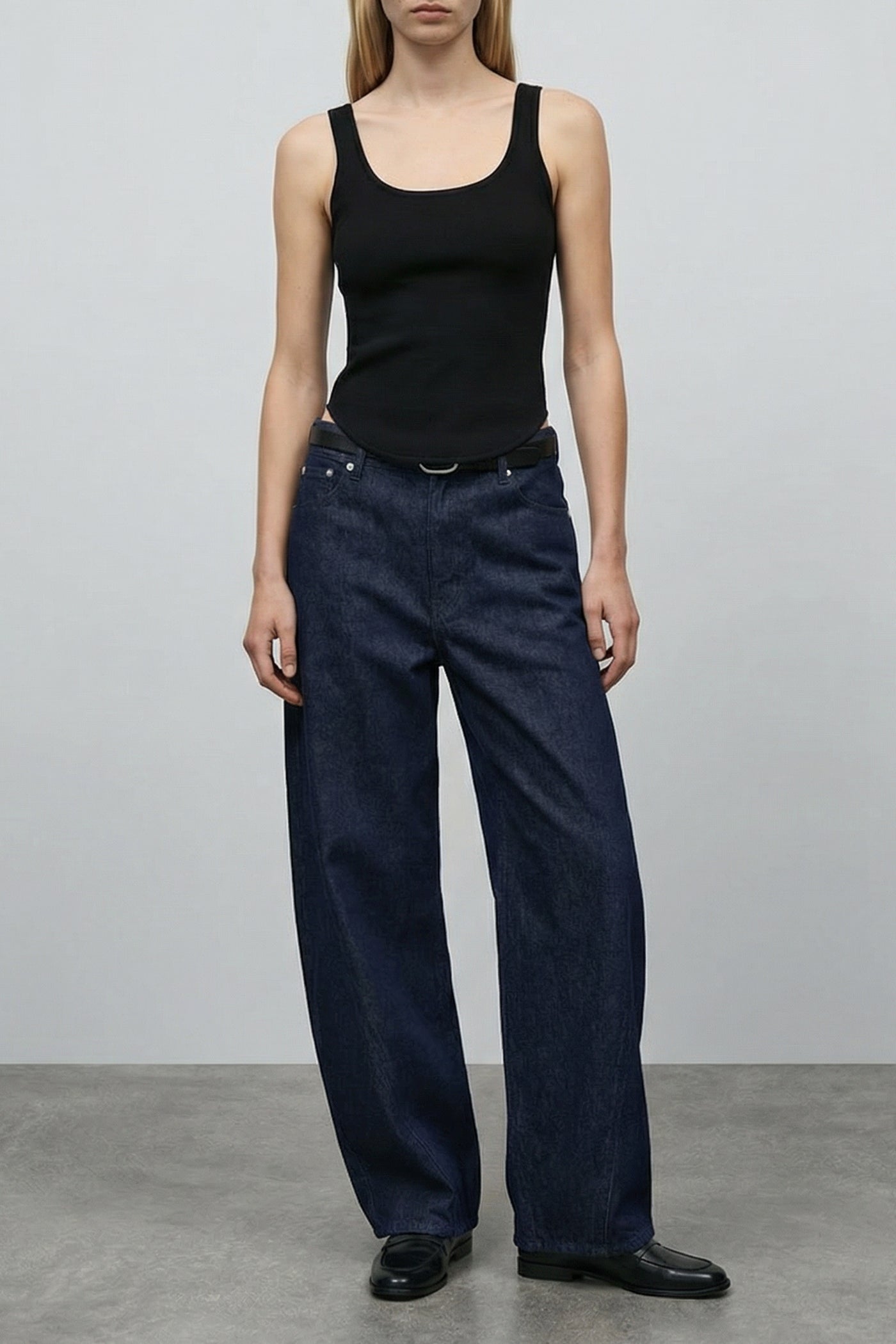 The Curved Hem Crepe Knit Top