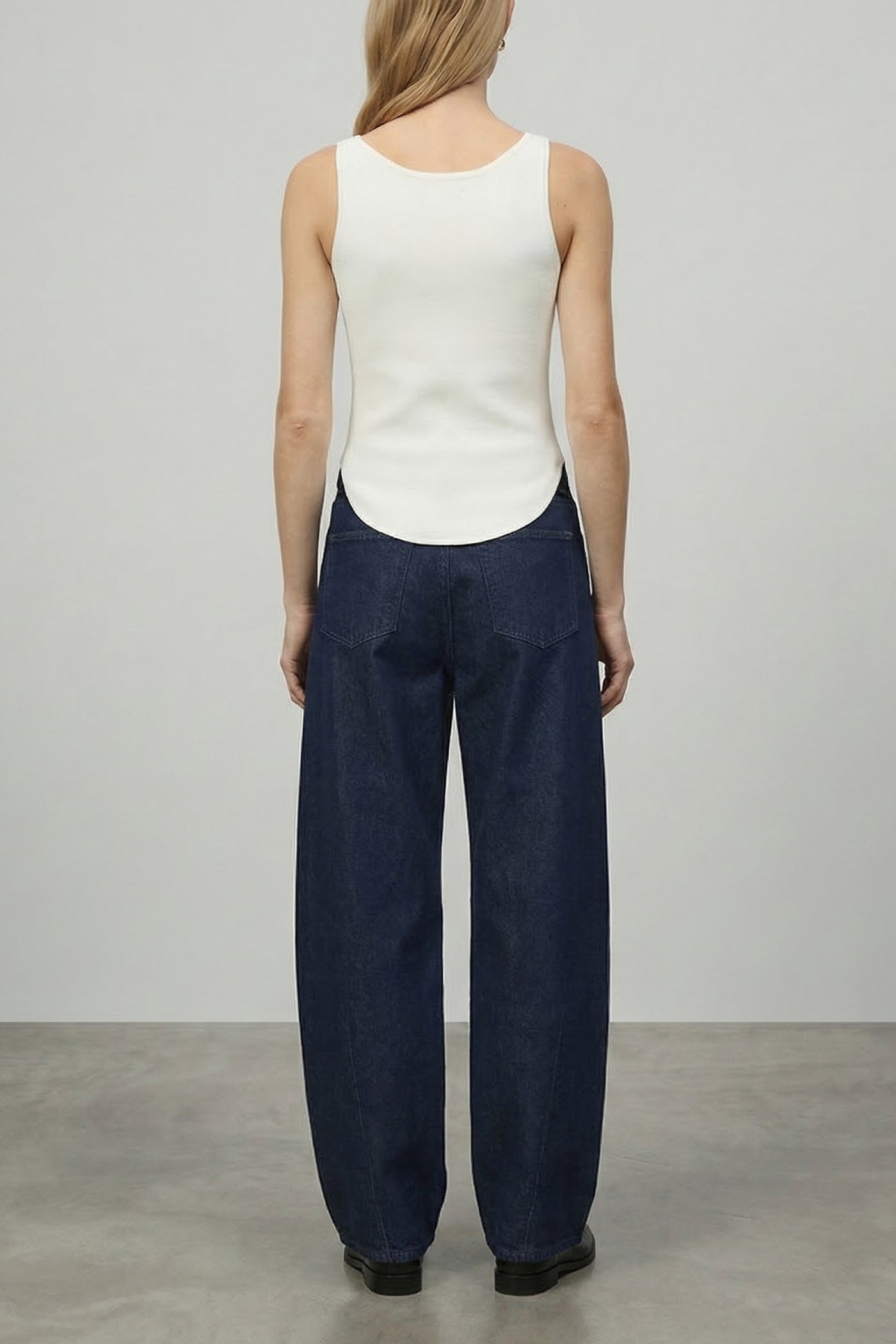 The Curved Hem Crepe Knit Top