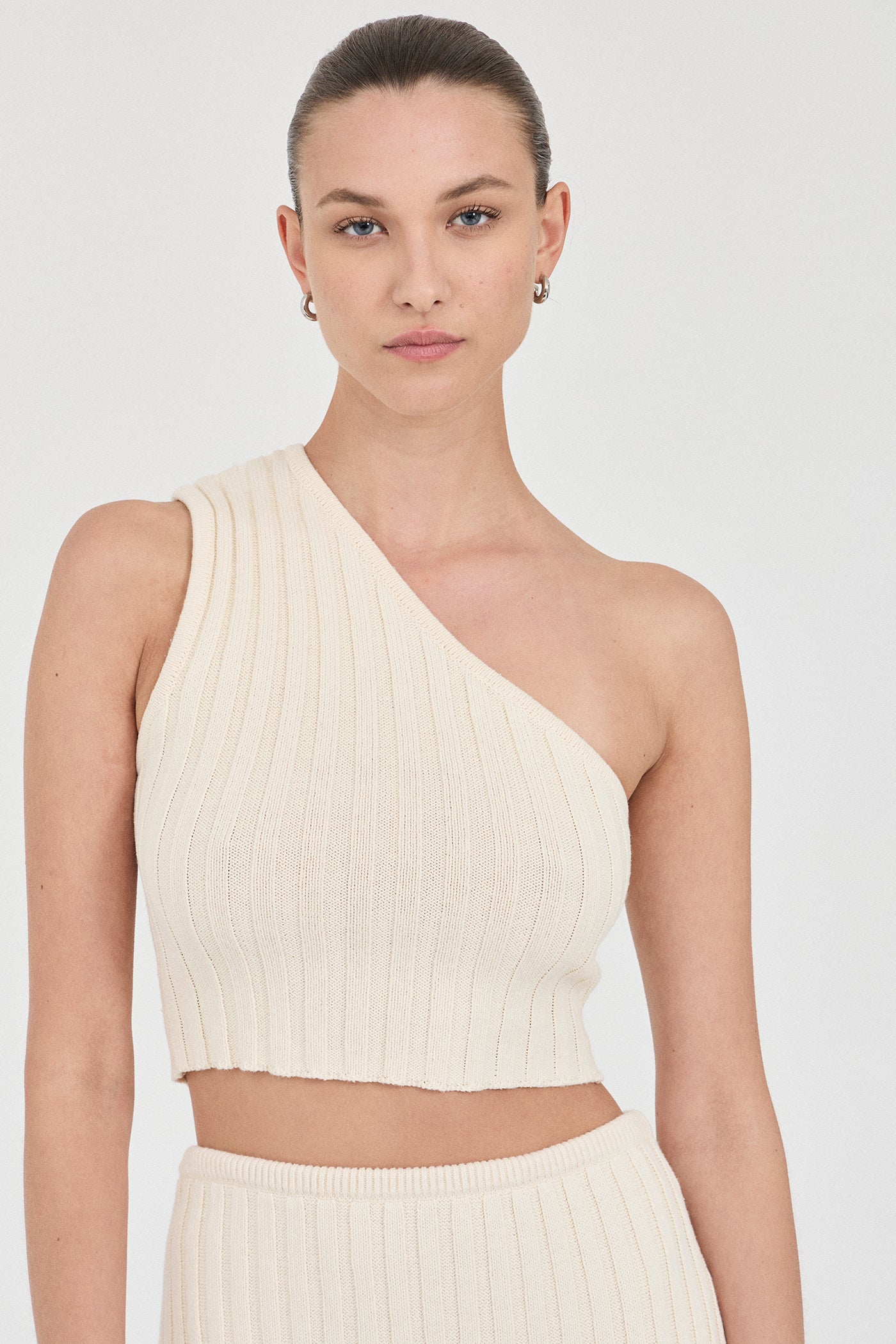 The Cotton Rib One-Shoulder Top